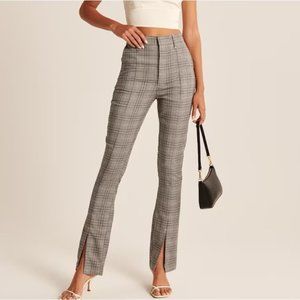 Abercrombie & Fitch Gray Plaid Slim Split-Hem Pants